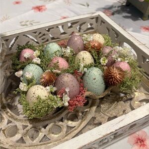 Adorable HANDMADE Easter deco. Pastel Speckled Decorative Egg Arrangement